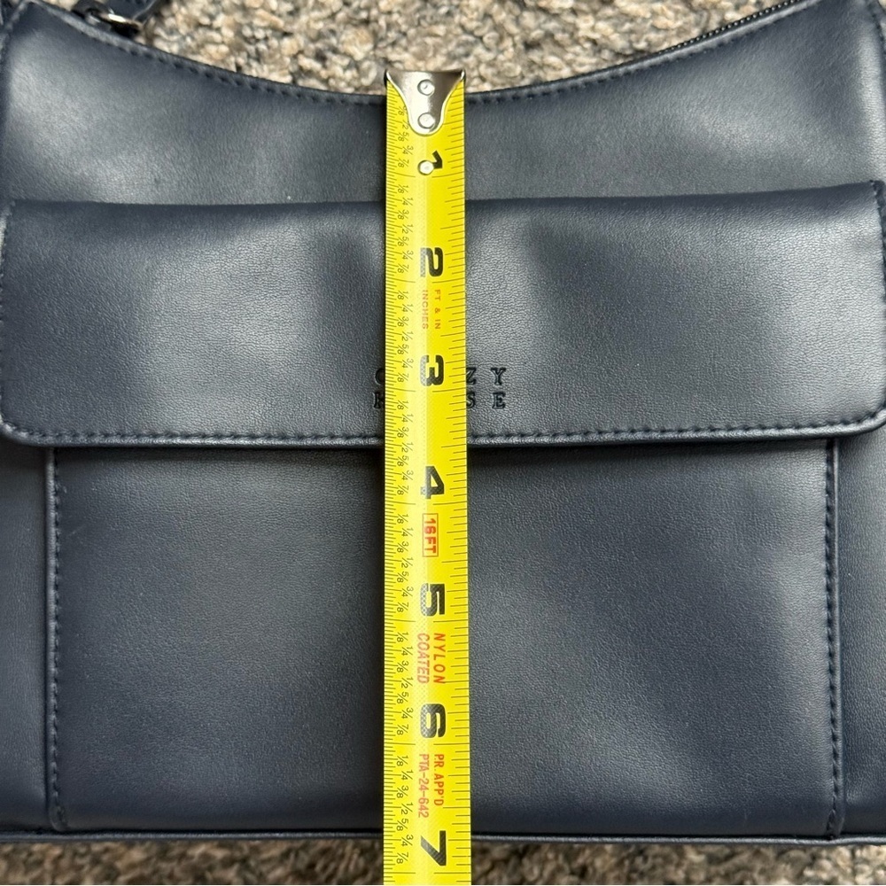 Navy Crazy Horse Minimalist Shoulder Bag - Picture 11 of 12